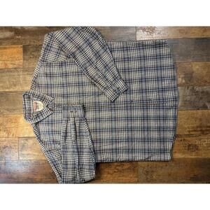 Wrangler Jeans Blue and Gray Plaid Button-Up  XL
